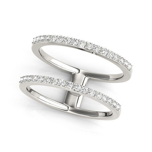 14k White Gold Dual Band Design Ring with Diamonds (1/3 cttw) in a sleek high-contrast midnight luxury editorial style